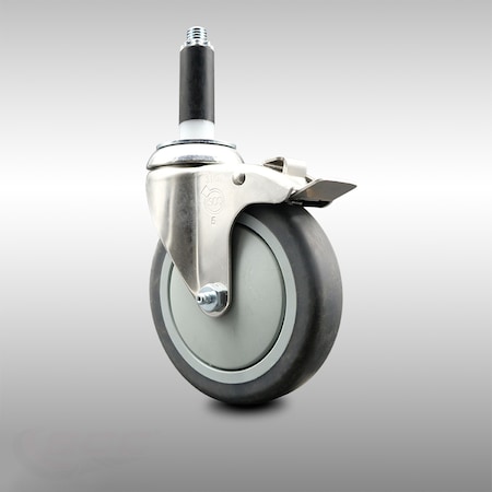 Service Caster 5 Inch 316SS Thermoplastic Rubber Swivel 3/4 Inch Stem Caster Lock Brake SCC SCC-SS316TTLEX20S514-TPRB-34